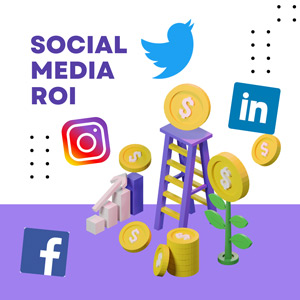 Facebook, Instagram, Twitter and LinkedIn icon and coins