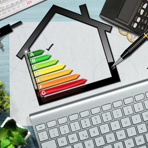 drawing tools, a calculator, a black home outline with colored bars inside and a keyboard below