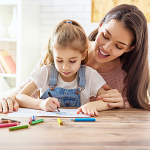 woman and girl coloring