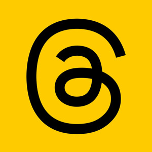 Threads logo with a yellow background