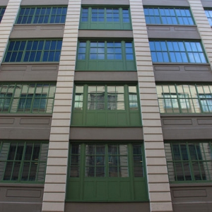 The front of a building