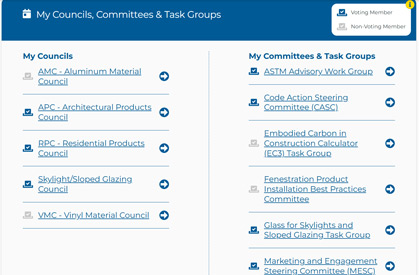 FGIA Member Dashboard my councils, committees and task groups