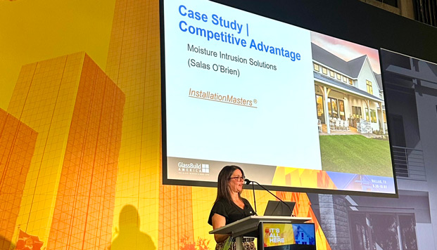Janice Yglesias on stage at GlassBuild America 2024