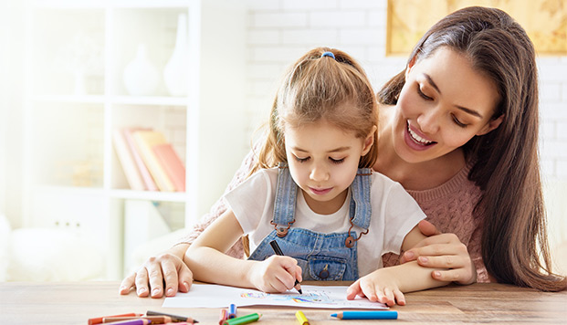 Window Safety Week mom and child coloring