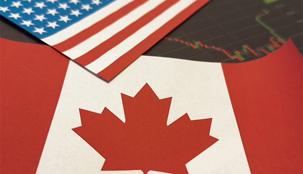 US and Canadian flags